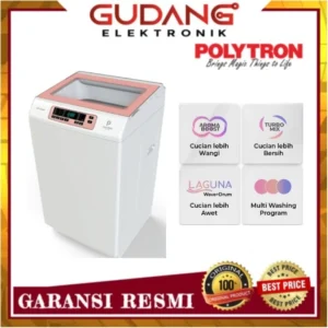 MESIN CUCI 1 TABUNG POLYTRON PAW 8028 Y/W TOP LOAD POLYTRON PAW-8028
